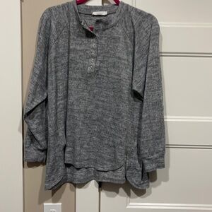 Zenana Fleece heathered gray Boutique pullover top Sz L. Like New Condition.